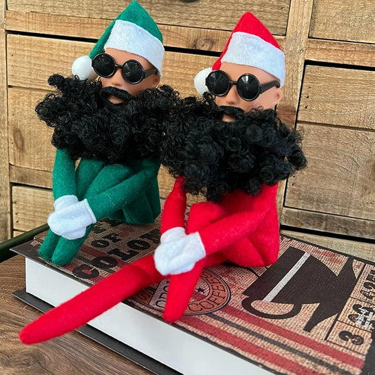 Bearded Christmas Elf On The Shelf Doll with Sunglasses