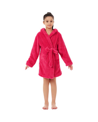 Soft Hooded Bathrobe Fleece Sleepwear Nightgown