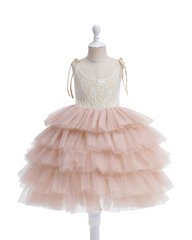 Tiered Tulle Flower Girl Dress – Sleeveless Ruffle Ball Gown