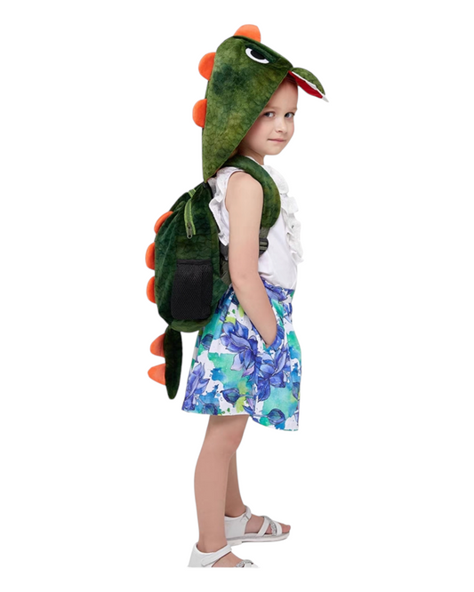 Kids' Hooded Plush Dinosaur School Backpack