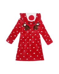 Red Polka Dot Plush Fleece Hooded Dress