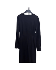 Navy Blue Midi Dress with Long Sleeves – Comfortable Soft Stretch A-Line Dress