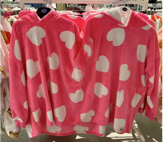 Patterned Oversized Double Hooded Fleeced Sweatshirt
