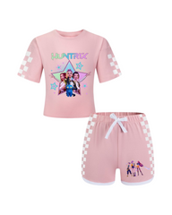 Girls Kpop Music Hunters Tracksuit Top Tee Shorts Sets