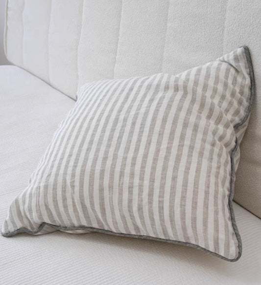 Light Grey Striped Cushion Cover