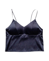 Silk Spaghetti Strap V Neck Camisoles with Built-in Bra