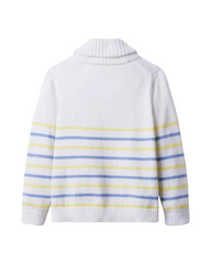 Striped Shawl Collar Kids Knit Sweater - Cozy Long Sleeve Pullover