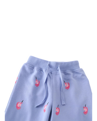 Light Blue Unicorn Printed Cotton Sweatpants for Girls