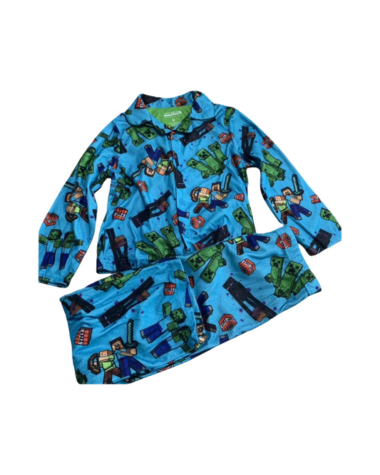 Minecraft Print Boys Flannel Pajamas – Soft Winter Nightwear Set