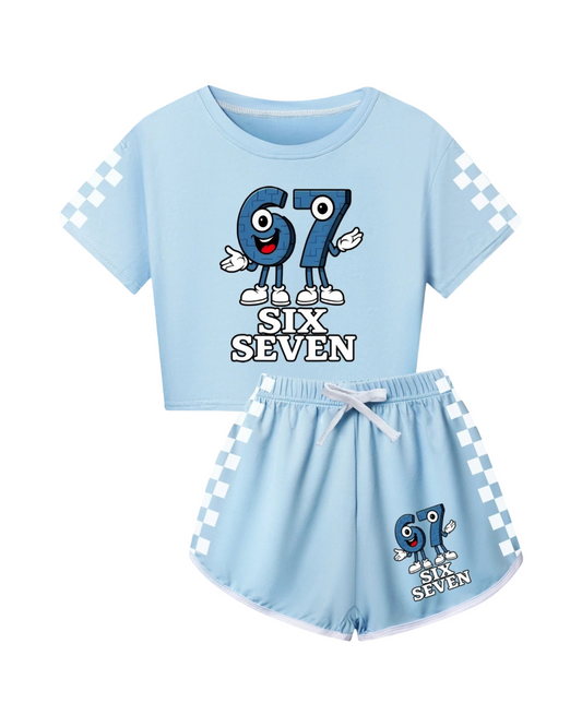 Six Seven Kids Funny Short Sleeve Pajama Set