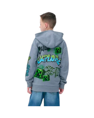 Light Blue Patchwork Zip Hoodie – Boys Streetwear Graphic Sweatshirt