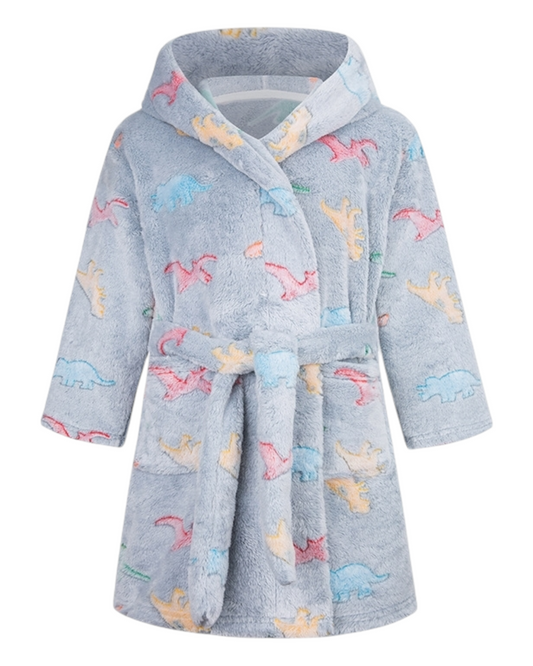 Boys' Fluffy Patterned Bath Robe