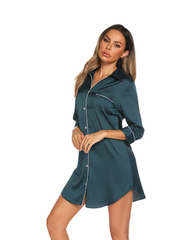 Button-Up Women's Long and Mid-Length Sleeve Nightshirt Sleepwear Dress