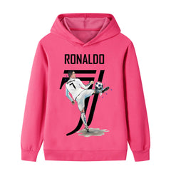 Ronaldo Soccer Graphic Kids Hoodie - Cotton Pullover Sweatshirt