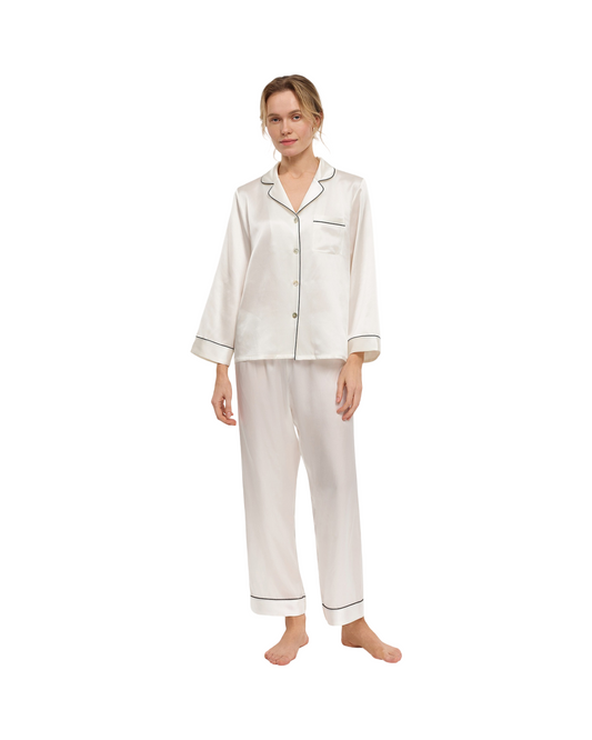 Luxury 100% Silk Long-Sleeve Sleepwear Set for Women