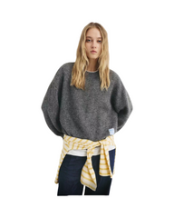 Retro Acid Wash Crewneck Sweatshirt - Cozy Oversized Women's Top