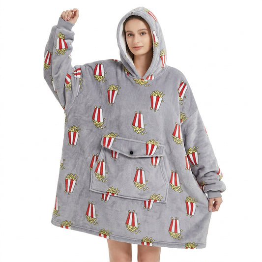 Oversized Fleece Wearable Blanket Hoodie – Warm Plush Sherpa Loungewear