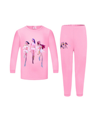 Kpop Demon Hunter Graphic Girls Pajama Set Long Sleeve Kids Sleepwear