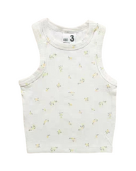 Floral Ribbed Cotton Tank Top for Girls Sleeveless Summer Top
