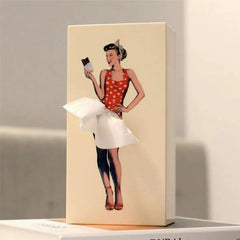 Lady Pulling Tissue Skirt Tissue Box