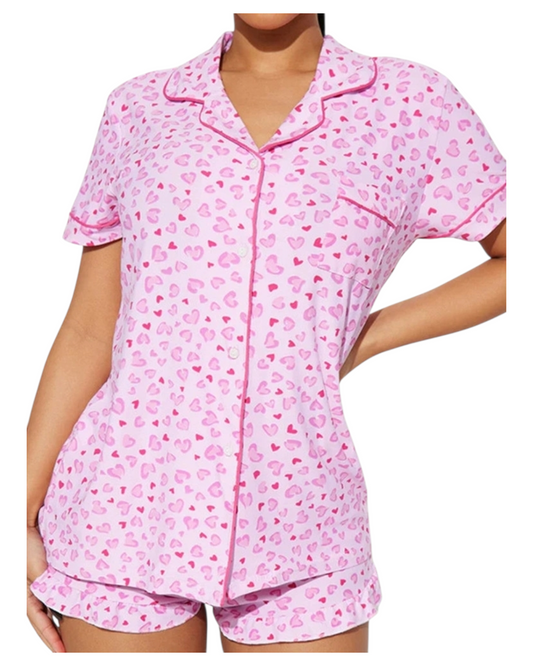 Sweetheart Pink T-shirt with Shorts Pyjama Set