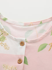 Orange Citrus Fruit Print Short Sleeve Casual Dress for Girls