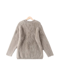 Soft Fluffy Knit Sweater with Long Sleeves and Cozy Fuzzy Texture