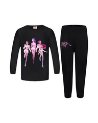 Kpop Demon Hunter Graphic Girls Pajama Set Long Sleeve Kids Sleepwear