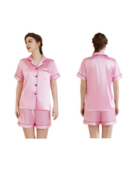 Two-Piece Button-Up Silky Pyjama Set