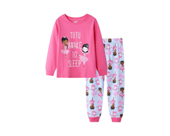 Pink Ballerina Girls Long Sleeve Pajamas Sleepwear Set