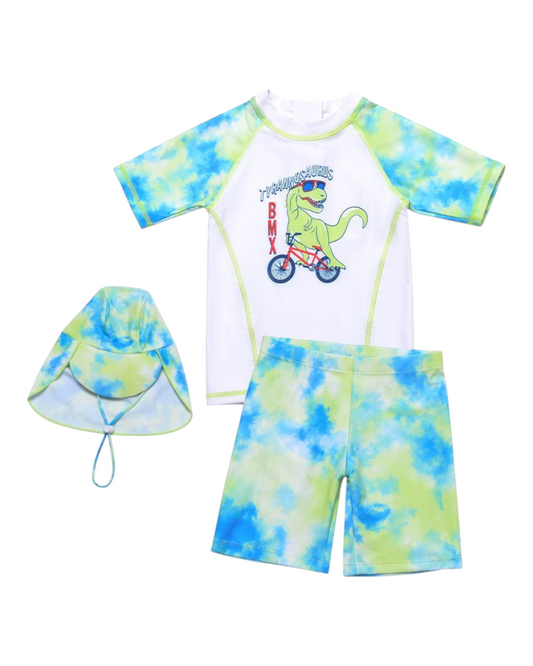 Boys' Three-Piece Swim Outfit Set with Hat