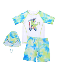 Boys' Three-Piece Swim Outfit Set with Hat