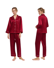 Luxury 100% Silk Long-Sleeve Sleepwear Set for Women
