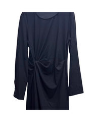 Navy Blue Midi Dress with Long Sleeves – Comfortable Soft Stretch A-Line Dress