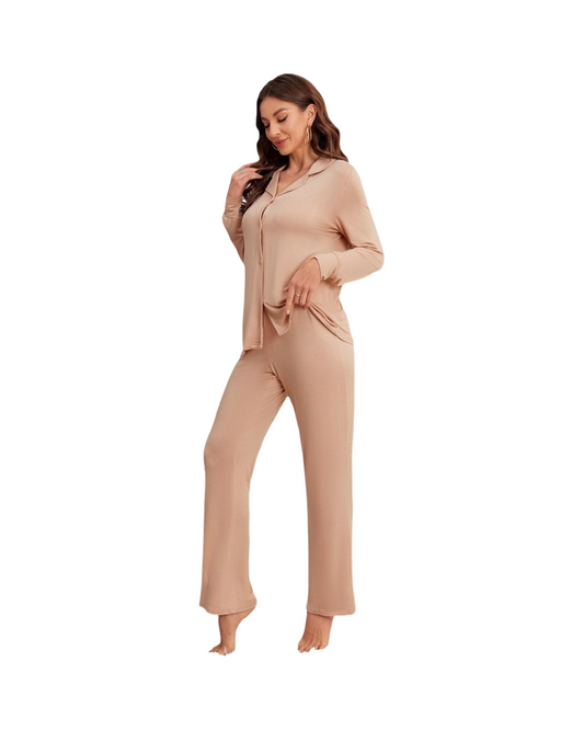 Modal Cotton Super Stretchy Women Loungewear Set Soft Long Sleeve Pyjamas