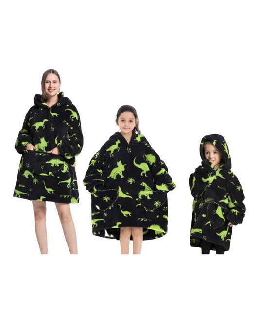 Fluffy Patterned Oodie with Pockets