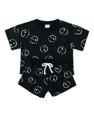 Patterned Dark Coloured T-Shirt and Shorts Set