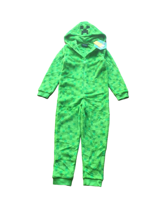 Boys' Minecraft Creeper Graphic Hooded Zip-Up Onesie
