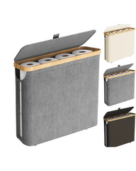 Slim Toilet Paper Storage Holder Organizer with Bamboo Lid