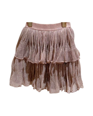 Velvet Tiered Mini Skirt - Elastic High Waist Gathered Pleated Dress