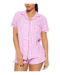 Short Sleeve Button Up Pajama Set Women Silk Satin Sleepwear Loungewear 2 Piece Set