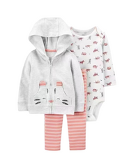 3-Piece Toddler Hooded Sweatshirt and Bodysuit Set