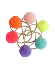 Colorful Pom Pom Hair Ties Set – Elastic Hair Bands & Hair Accessories for Kids & Toddlers