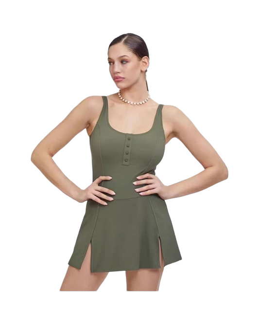 Button-Front Skater Mini Dress for Women