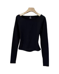 Lightweight Cut Out Back Knit Sweater - Fitted Long Sleeve Round Neck Top