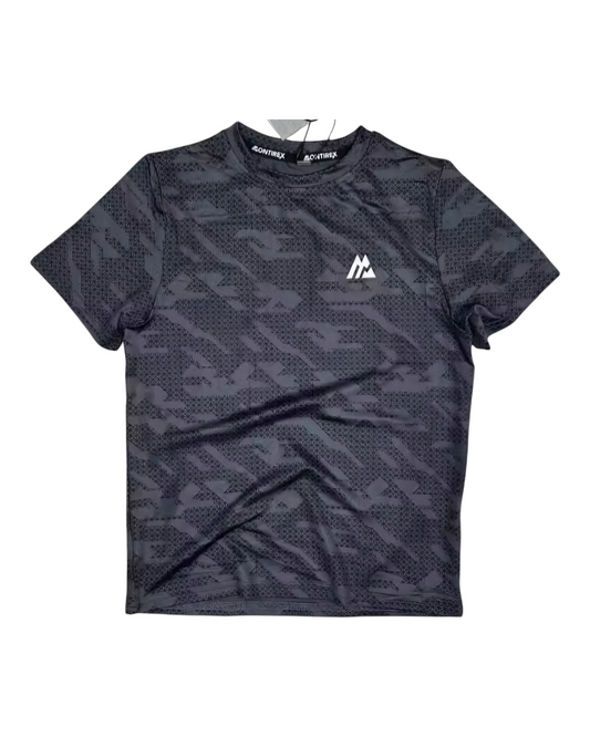 Patterned Black Sports Activewear T-Shirt
