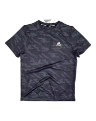 Patterned Black Sports Activewear T-Shirt
