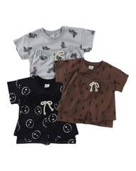 Patterned Dark Coloured T-Shirt and Shorts Set