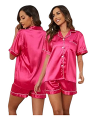 Two-Piece Button-Up Silky Pyjama Set