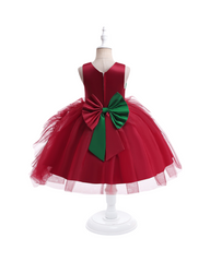 Red and Green Christmas Party Skater Dress for Girls